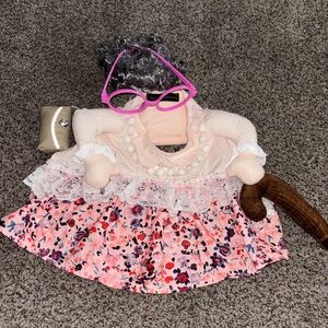 Charming Floral Dog Dress Costume with Accessories